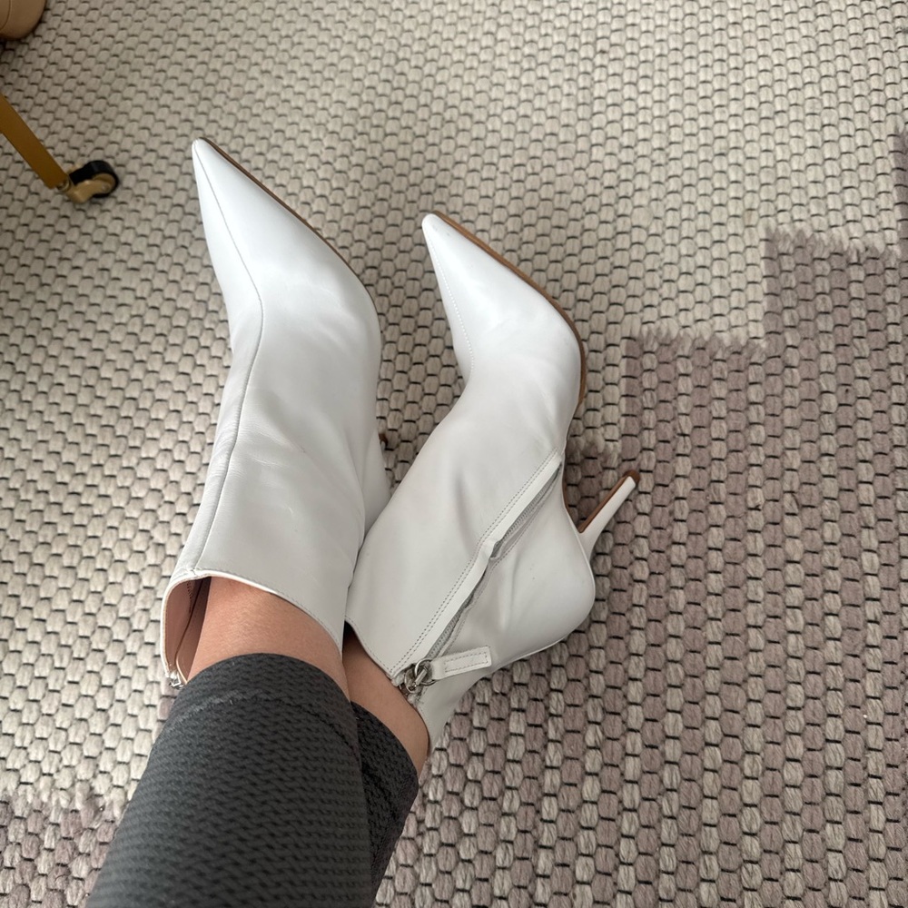 Zara White Heeled Boots